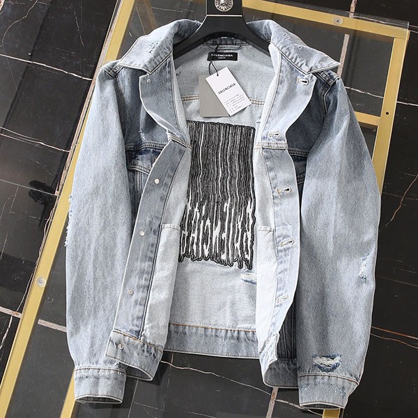 バレンシアガ Barcode Large Fit ジャケット コピー★ライトブルーデニム 664329TBP488961